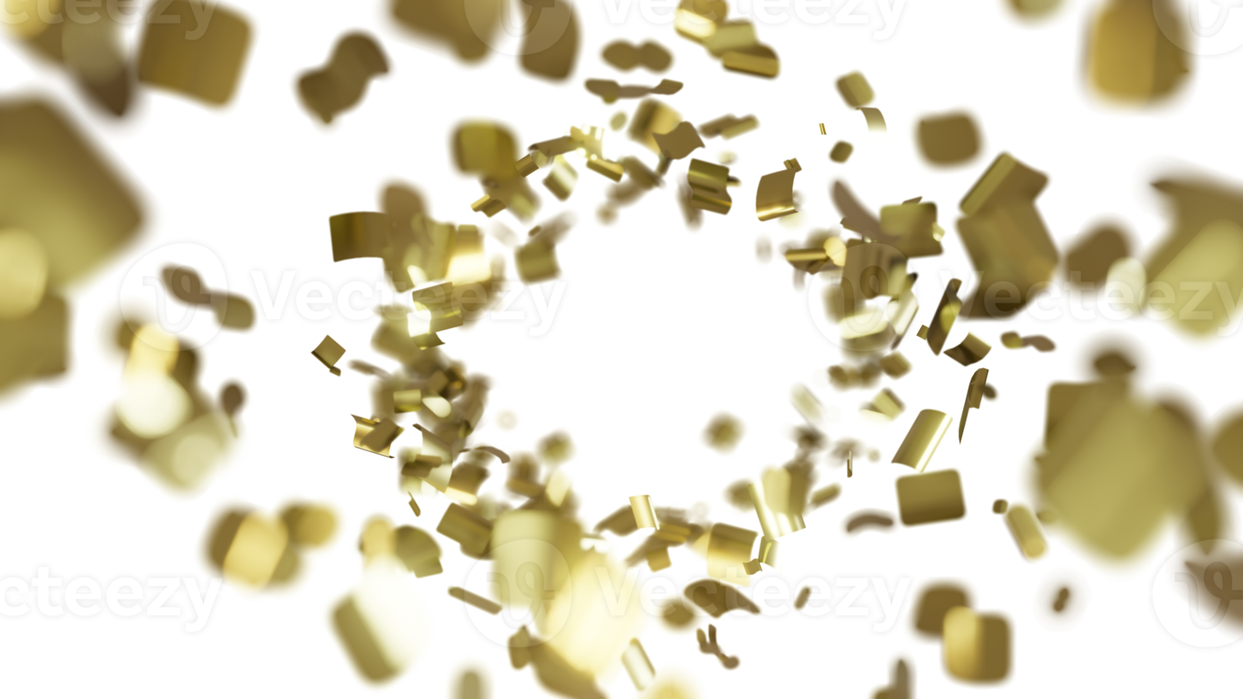 luxury flying gold confetti  frame png