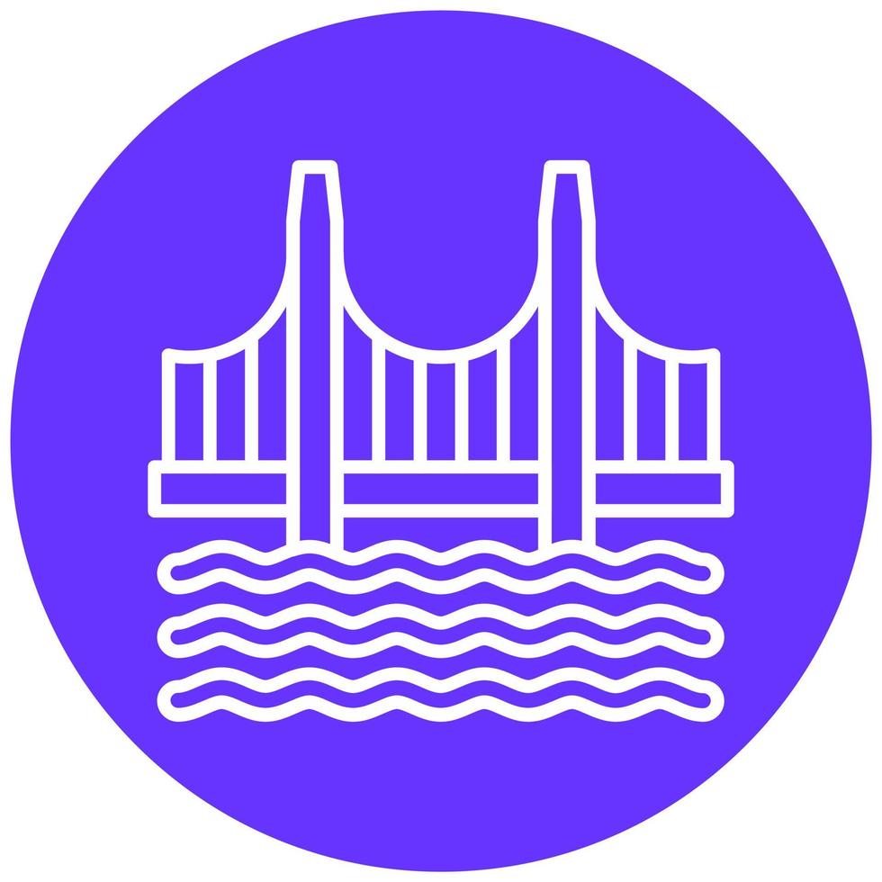 dorado portón puente icono estilo vector