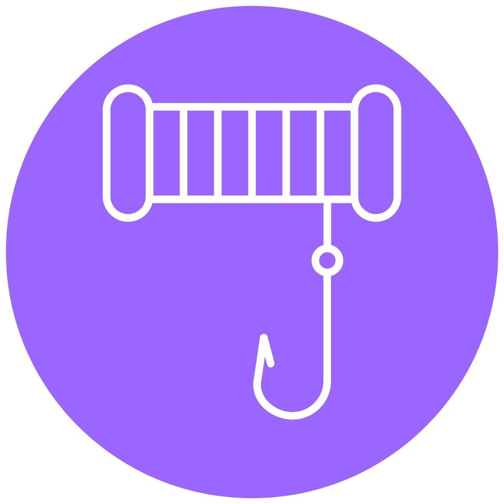 Fishing Line and Hook Icon Style vector