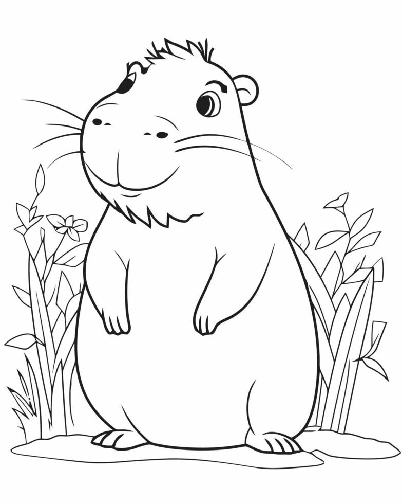 Capybara Animal Isolated Coloring Page for Kids 19979743 Vector Art at  Vecteezy