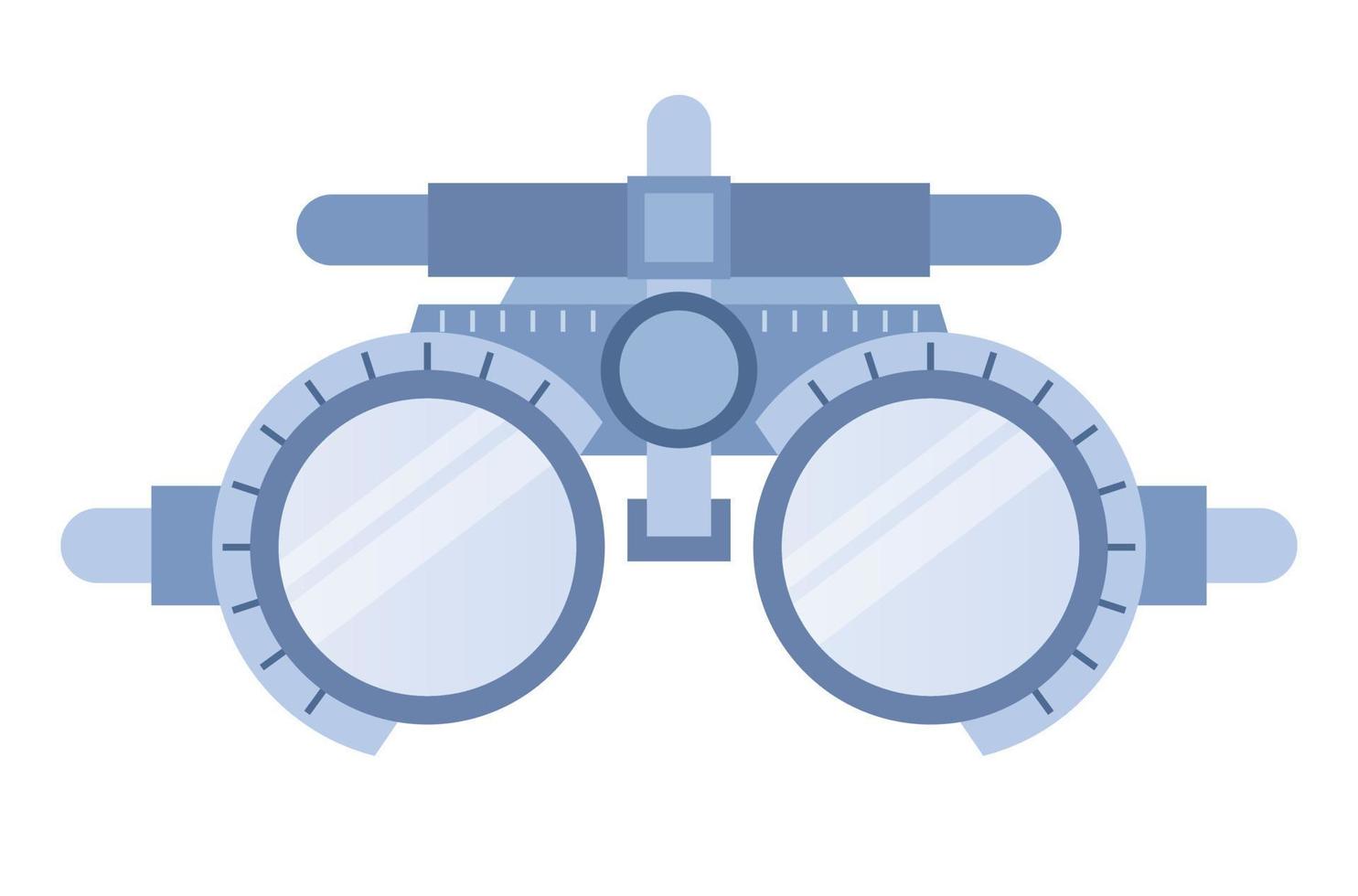 Trial frame for checking vision icon. Spectacles used for eyesight tests. Ophthalmologic equipment. Ophthalmology concept. Eyesight treatment. Vector flat illustration