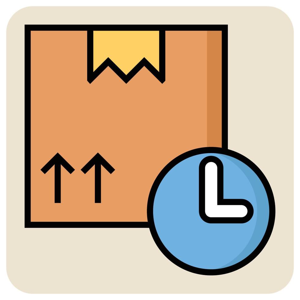 Filled color outline icon for Cargo time. vector