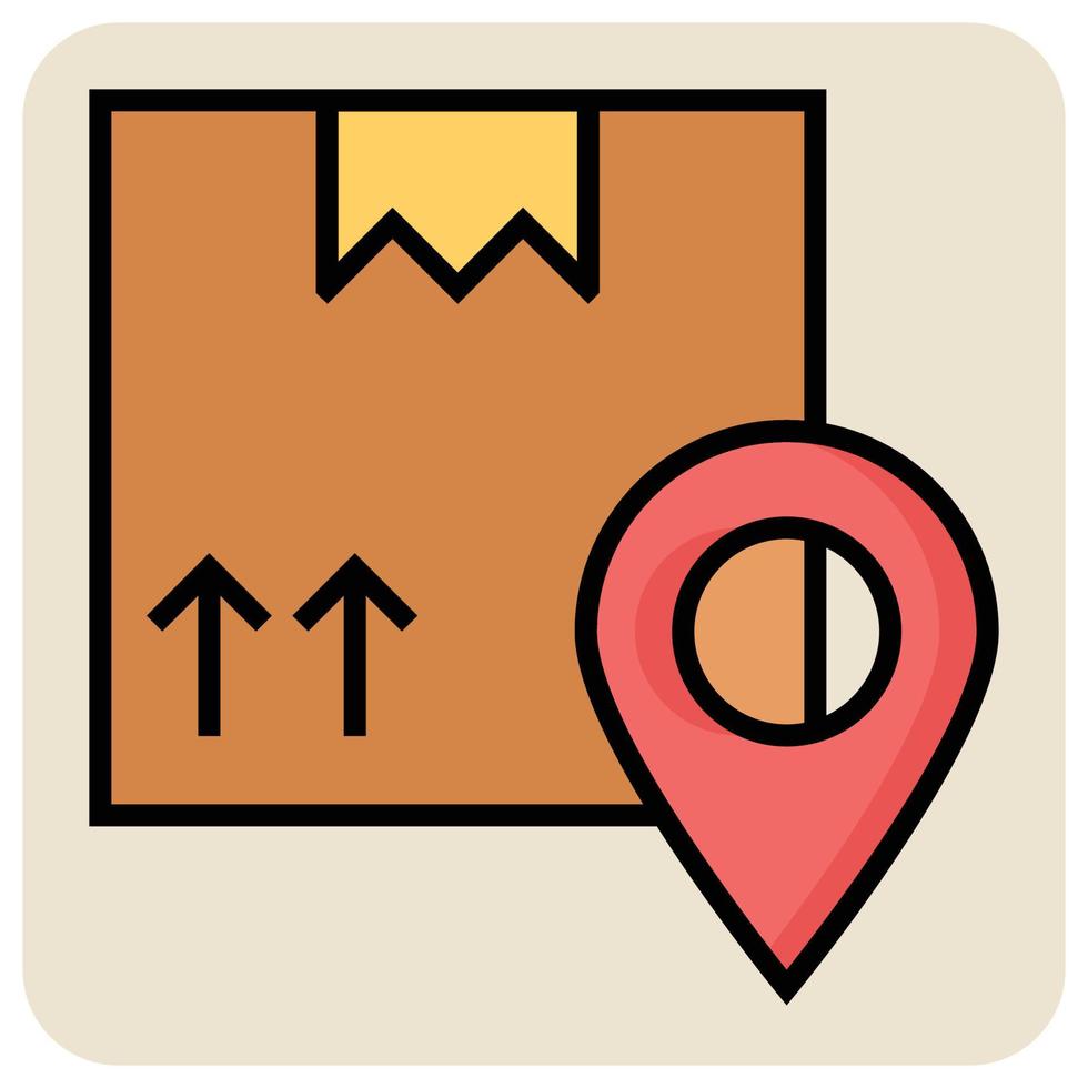 Filled color outline icon for Cargo location. vector
