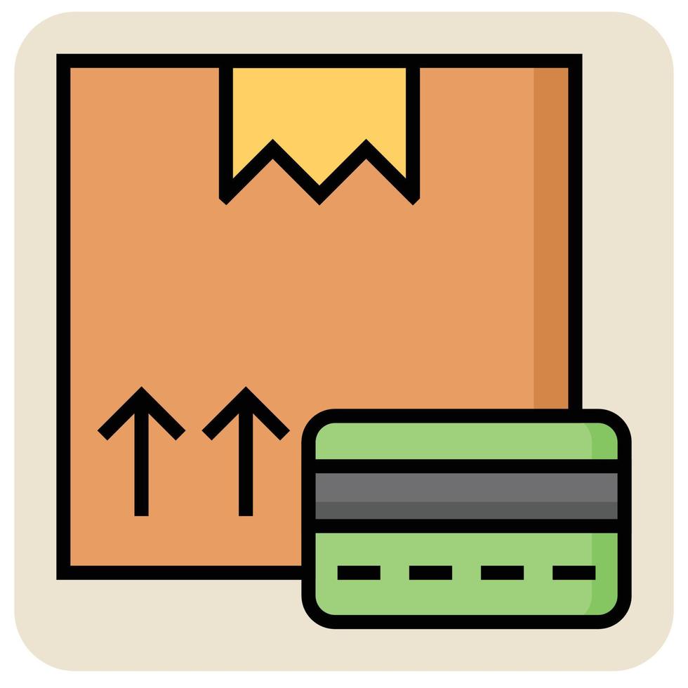 Filled color outline icon for Parcel payment. vector
