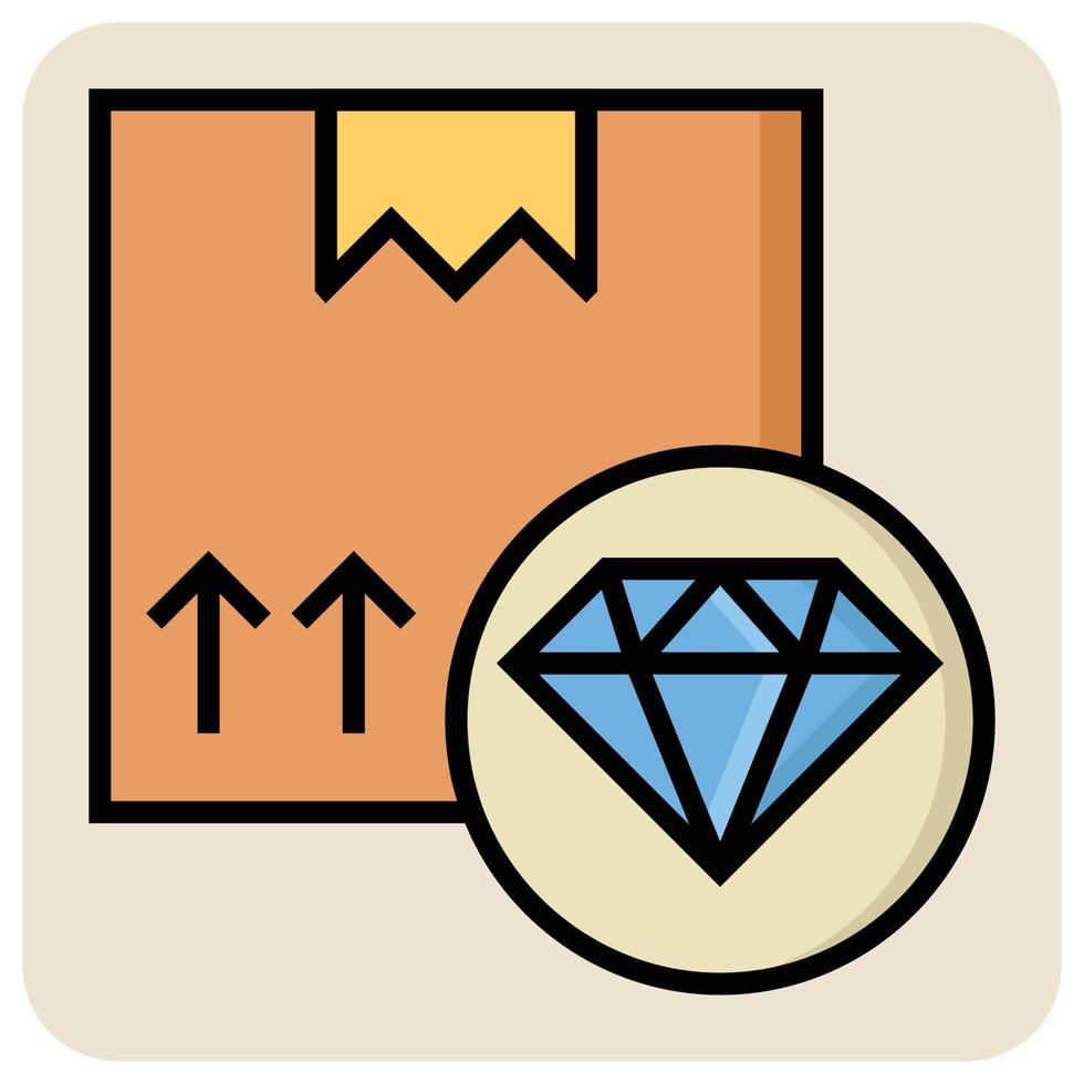 lleno color contorno icono para diamante caja. vector