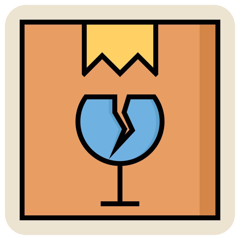Filled color outline icon for Crack parcel. vector
