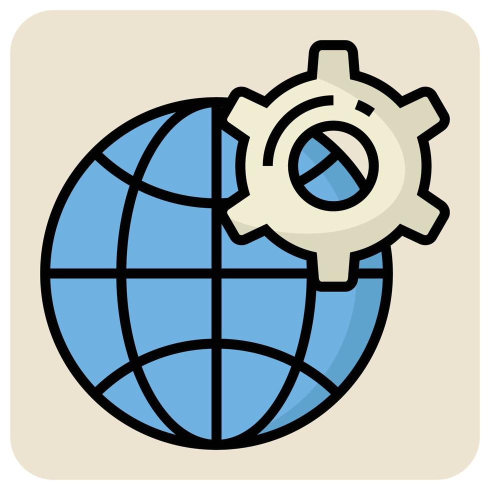 Filled color outline icon for World setting. vector
