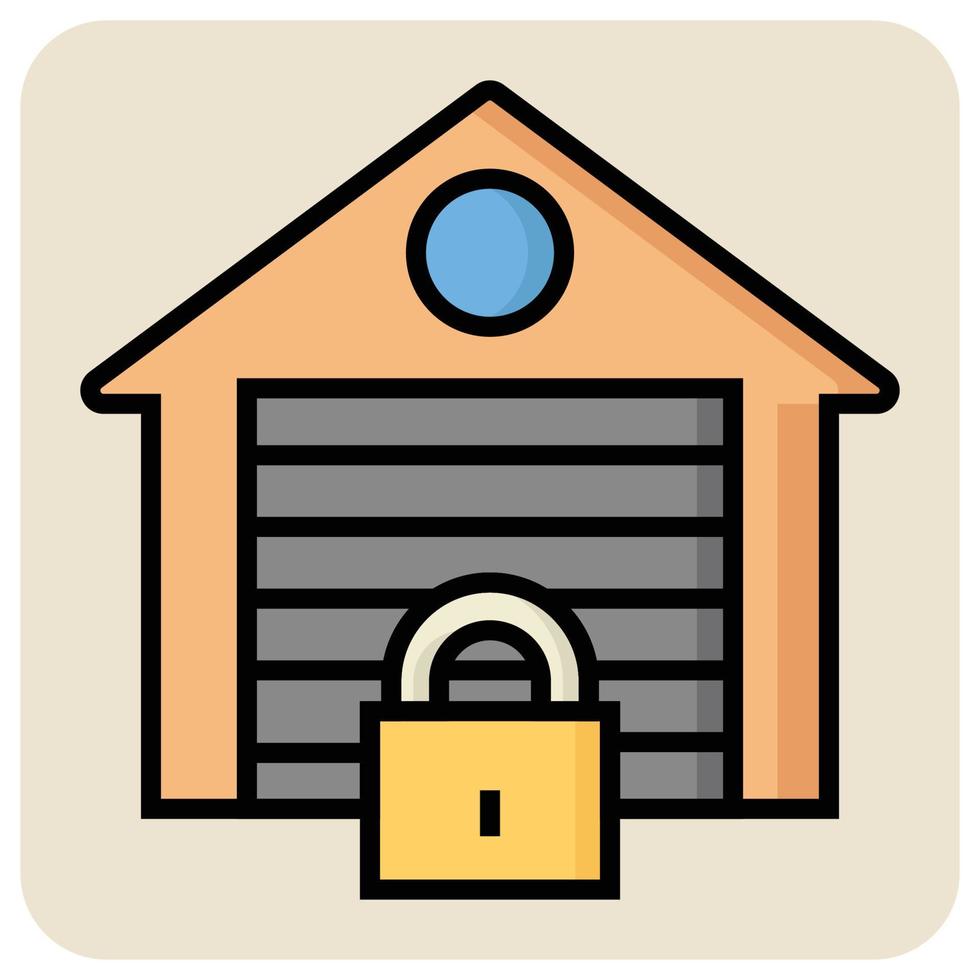 Filled color outline icon for Warehouse. vector