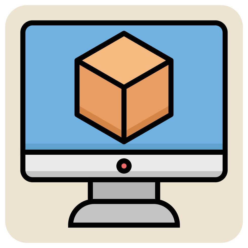Filled color outline icon for Online order. vector