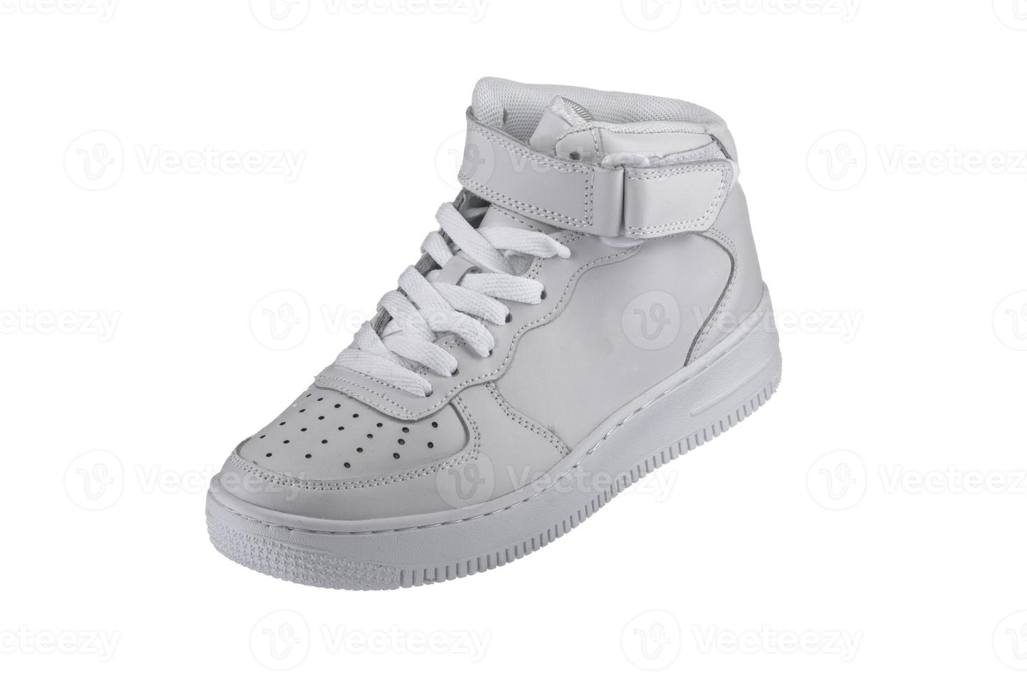 Sport shoes. White high sneaker on a white background. photo