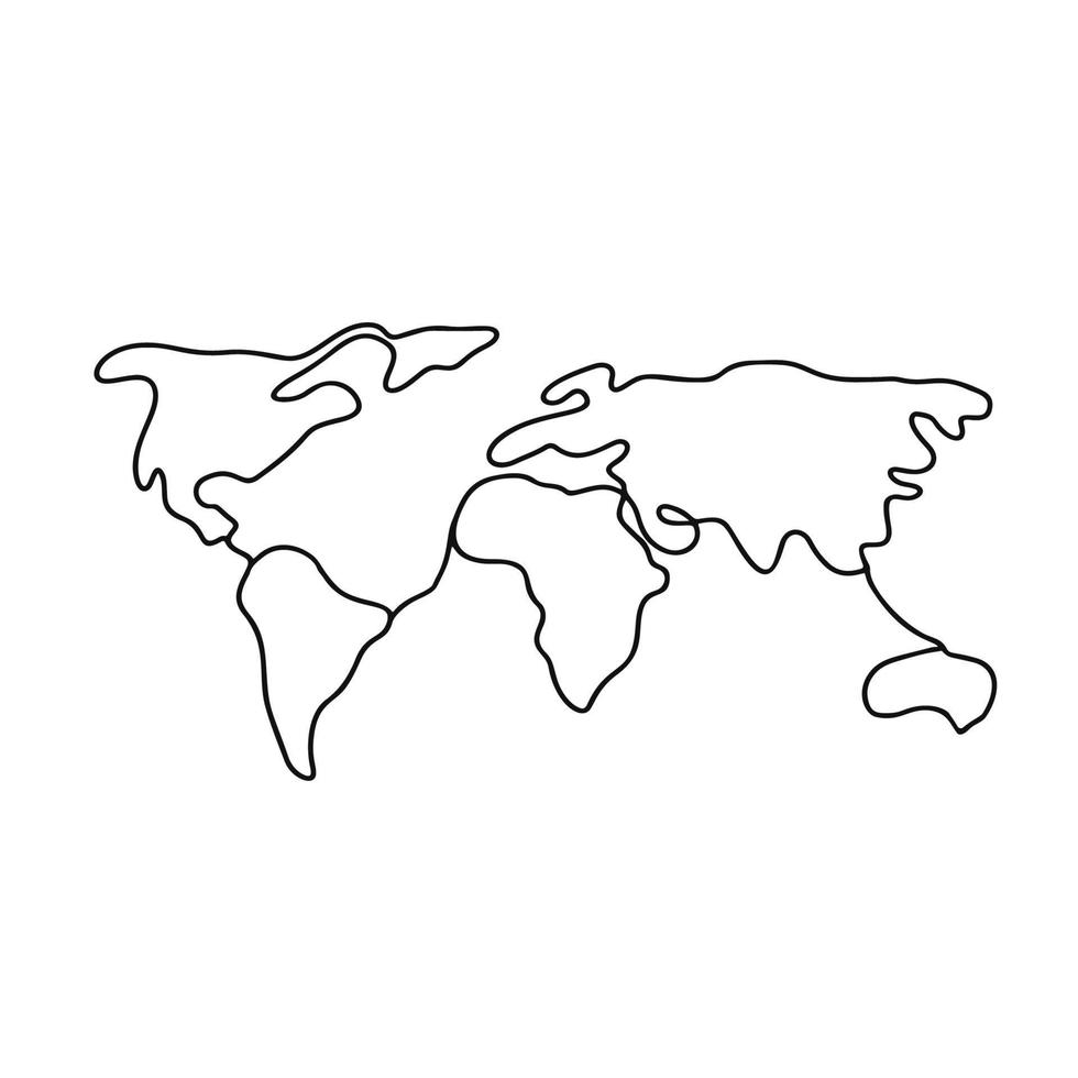 World map illustration in line art style isolated on white vector