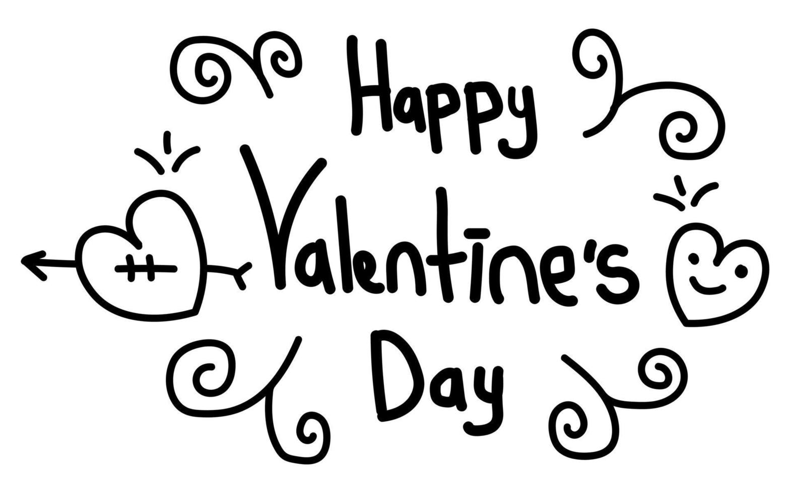 valentines day with heart pattern and typography vector hand draw