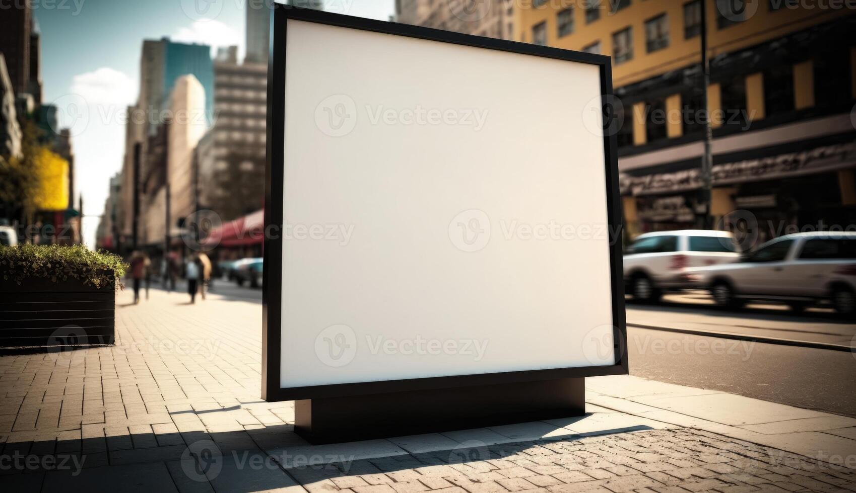 blank billboard mockup for advertising in the city, daylight view photo