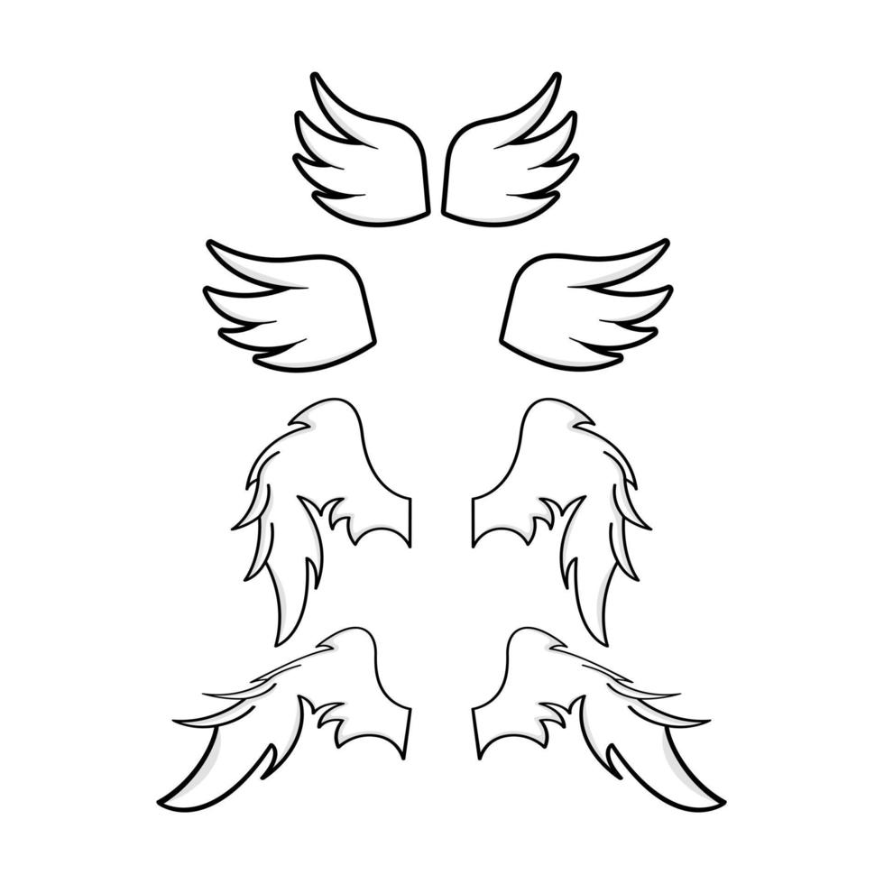 set wings vector design isolated
