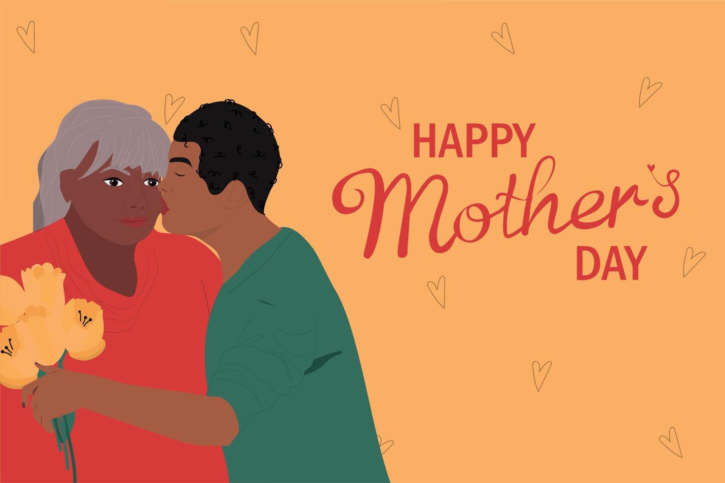 Mother's Day banner with adult son vector