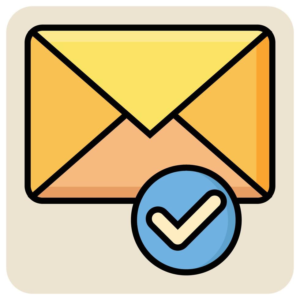 Filled color outline icon for Check mail. vector
