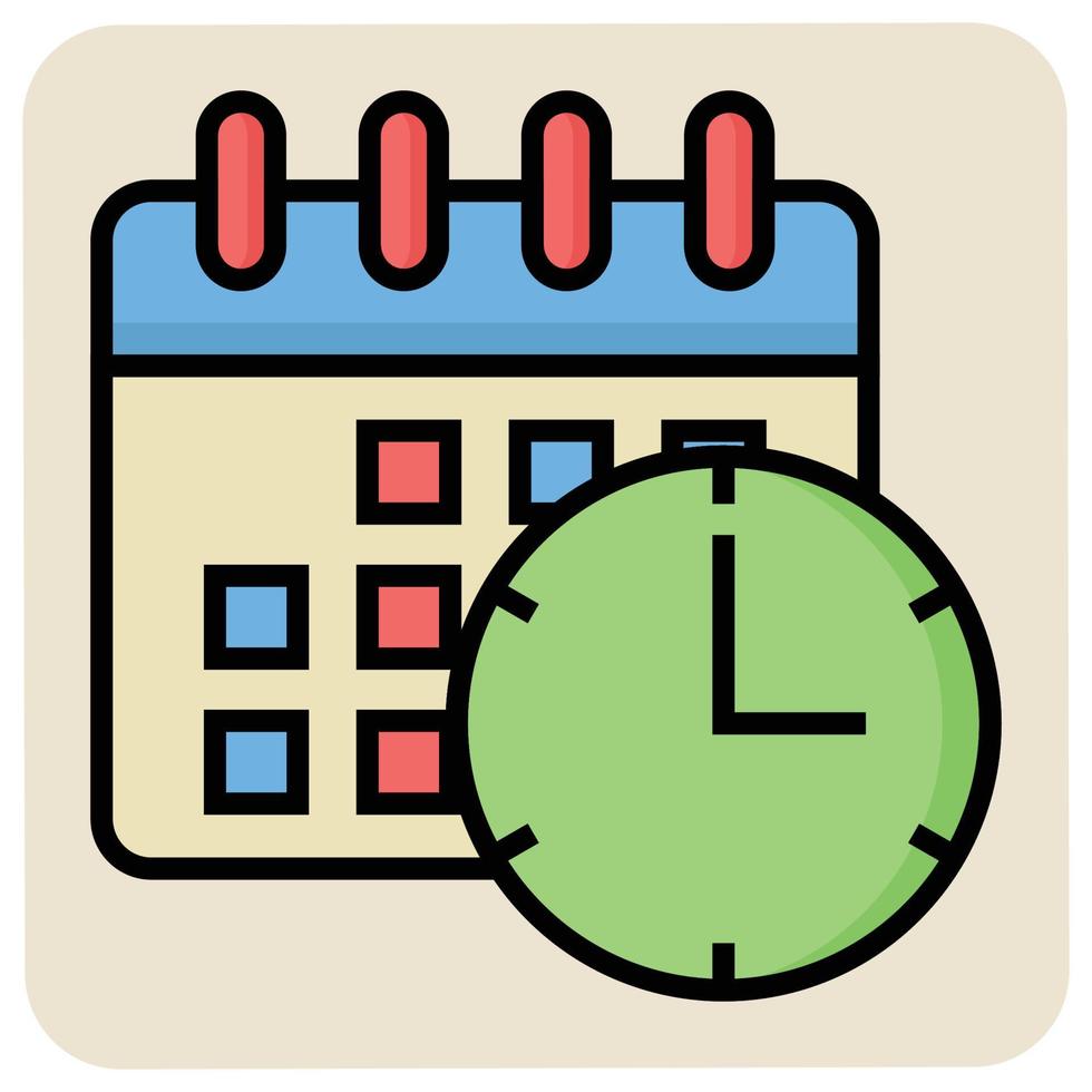 Filled color outline icon for Cargo date and time. vector