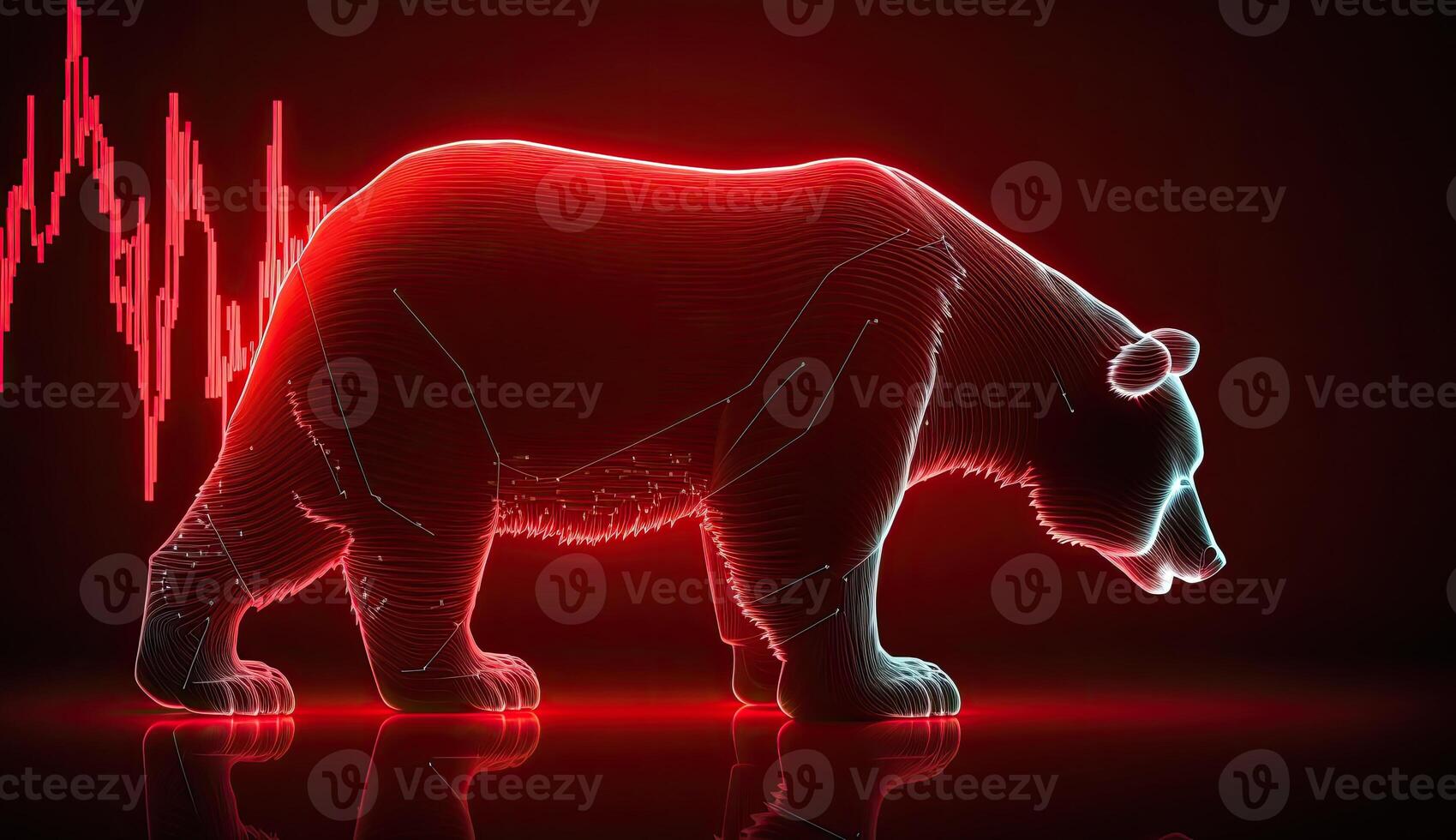 Bear market concept with stock chart digital numbers crisis red price drop arrow down chart. Cryptocurrency market bear finance risk trend investment business and money losing moving economic photo