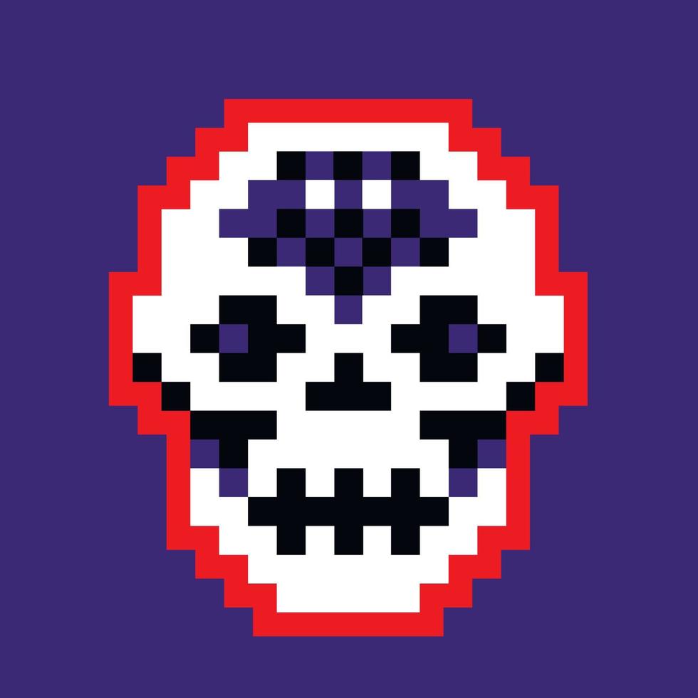 degital sign with pixel skull vector