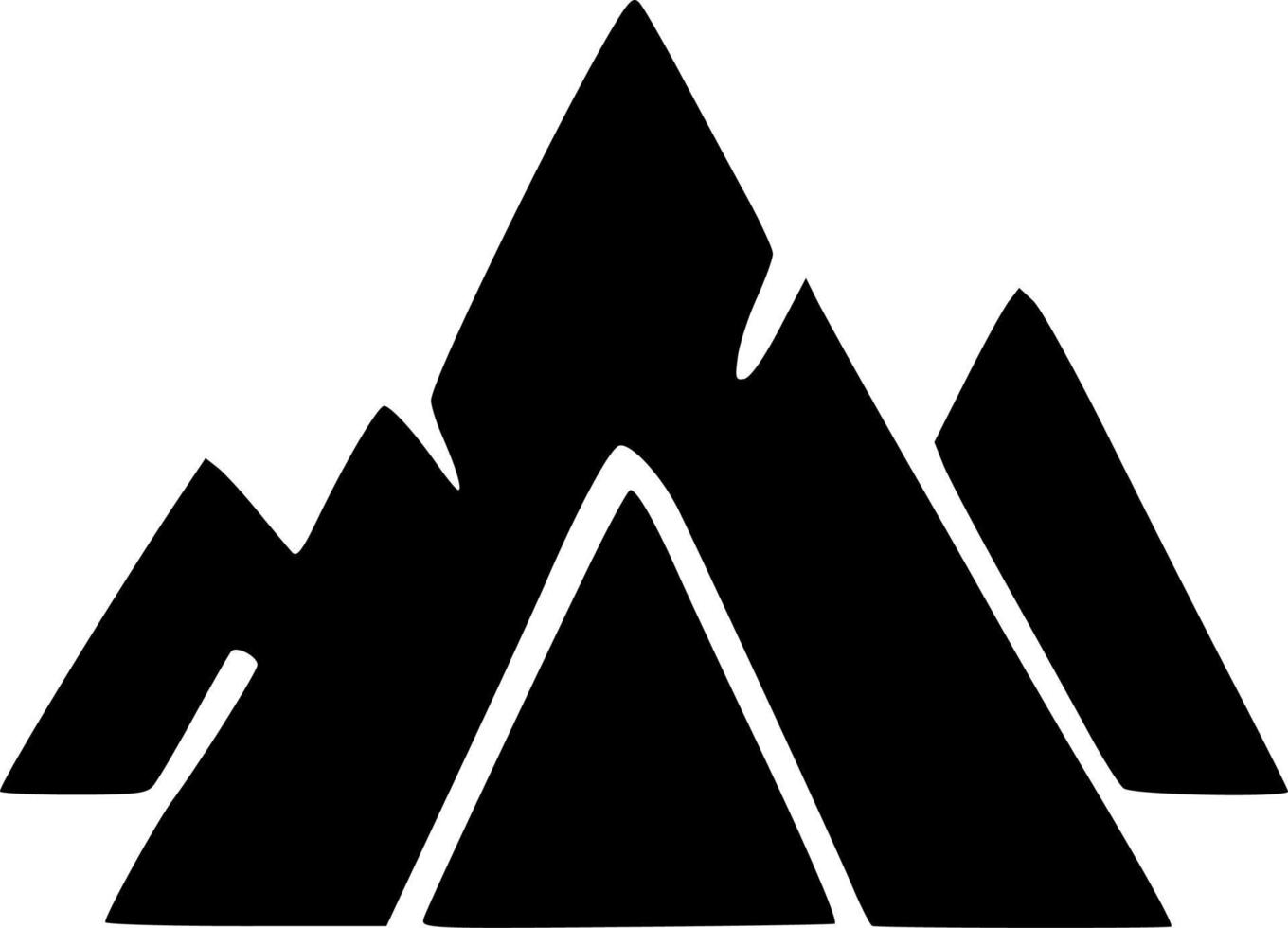 negro montaña icono vector