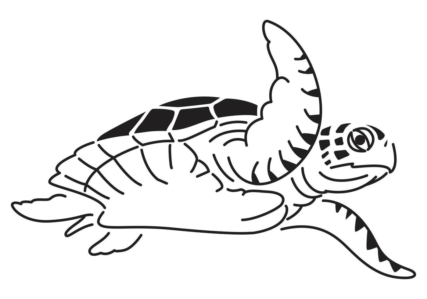 sea turtle drawing swimming,. vector