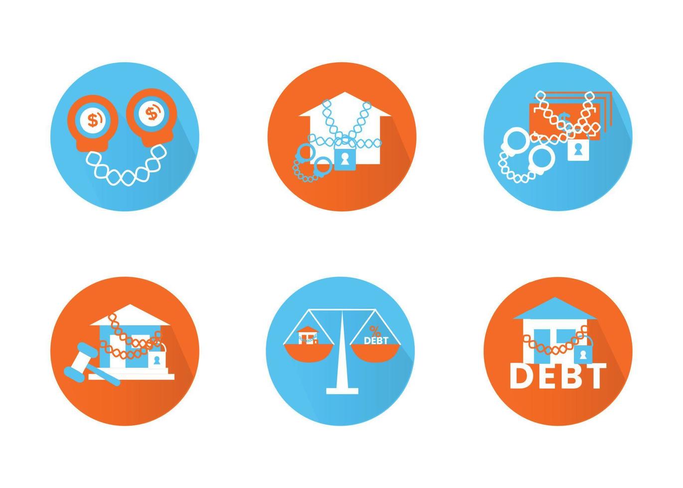 Finance. Vector illustration set of icons seizure of property, foreclosure