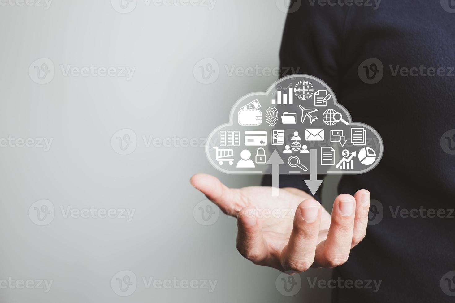 Concept global data connection with internet technology, for online transactions by internet technology, big data, database management, cloud computing, cashless society photo