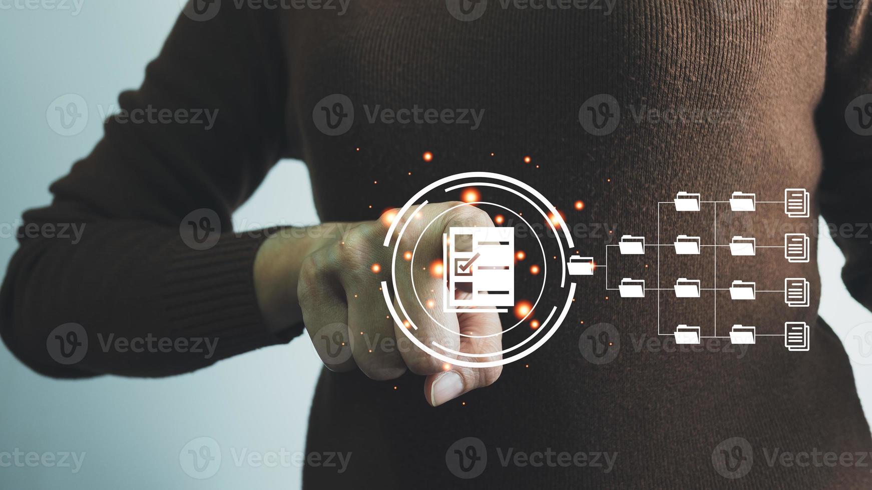 Document Management System, Online document database management, Organization document Organized, automated processes to manage files, ERP enterprise efficient, business technology. photo