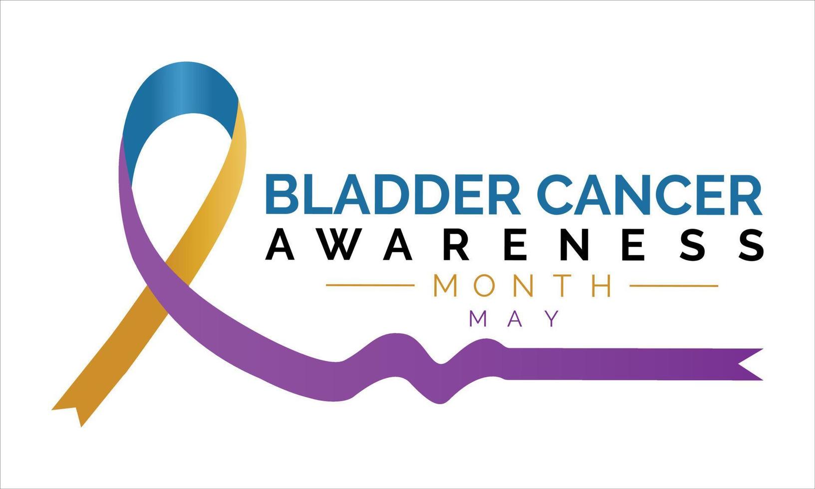 Bladder Cancer Awareness Calligraphy Poster Design. Purple Ribbon and Realistic Marigold And Blue vector. vector