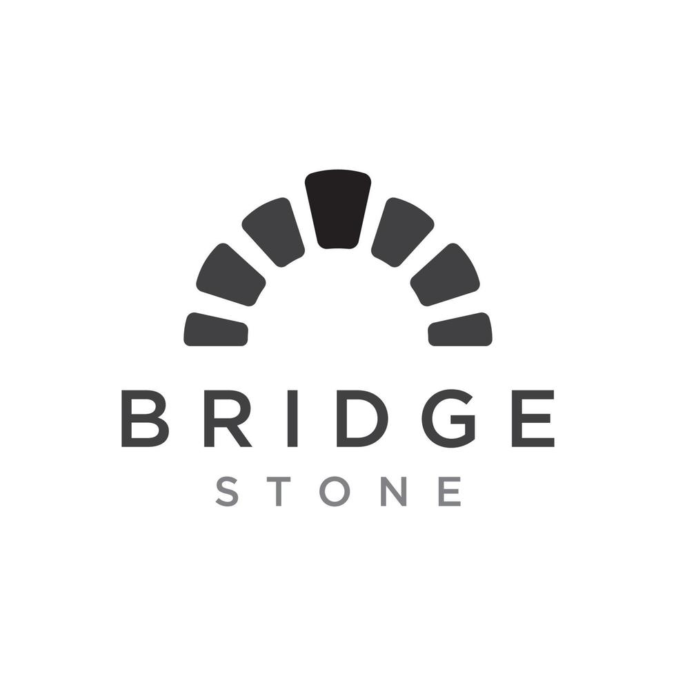 Simple and modern stone bridge building template logo creative design. vector