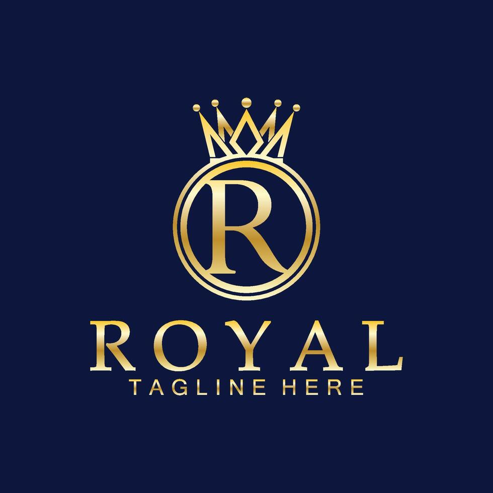 R initial royal crown logo. Royal, King, queen luxury symbol. Font emblem. vector