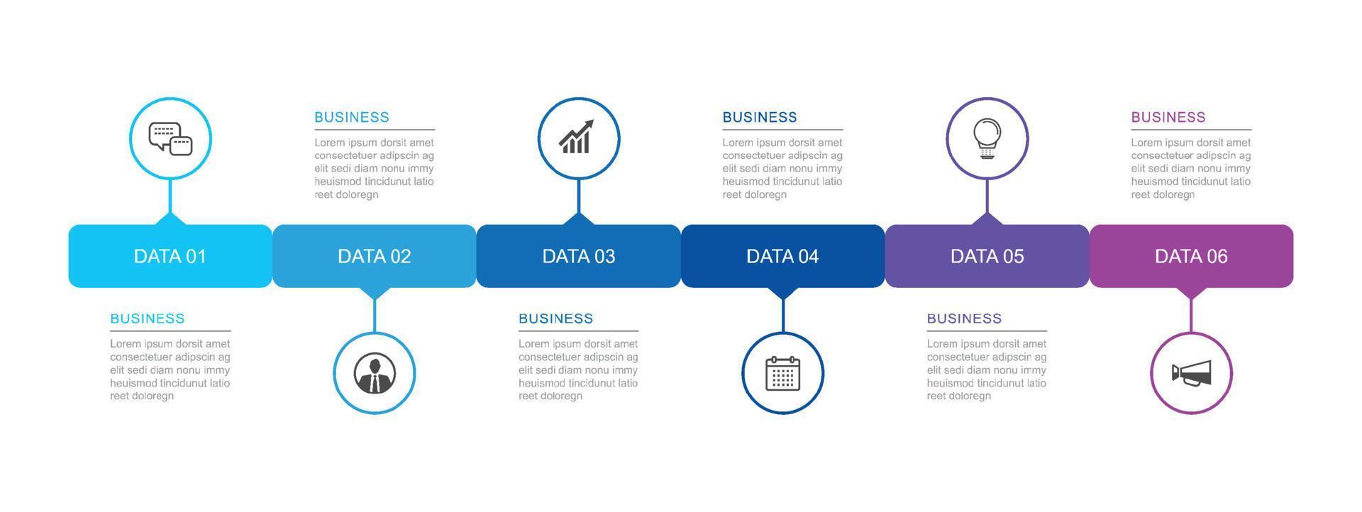 6 data infographics tab paper index timeline template. Vector illustration abstract background.