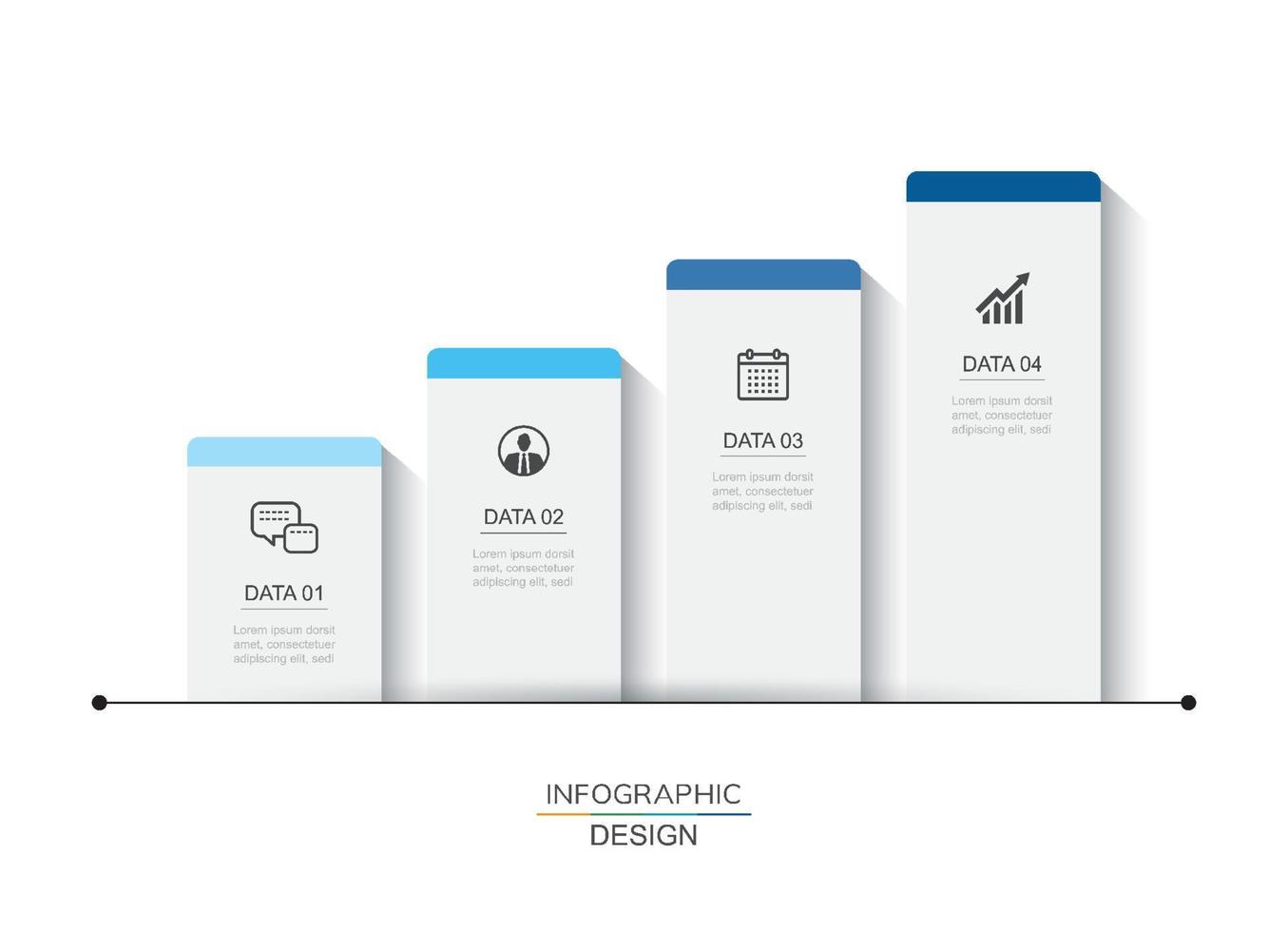 Plantilla de índice de papel de la pestaña de infografías de 4 datos. ilustración vectorial resumen de antecedentes. vector