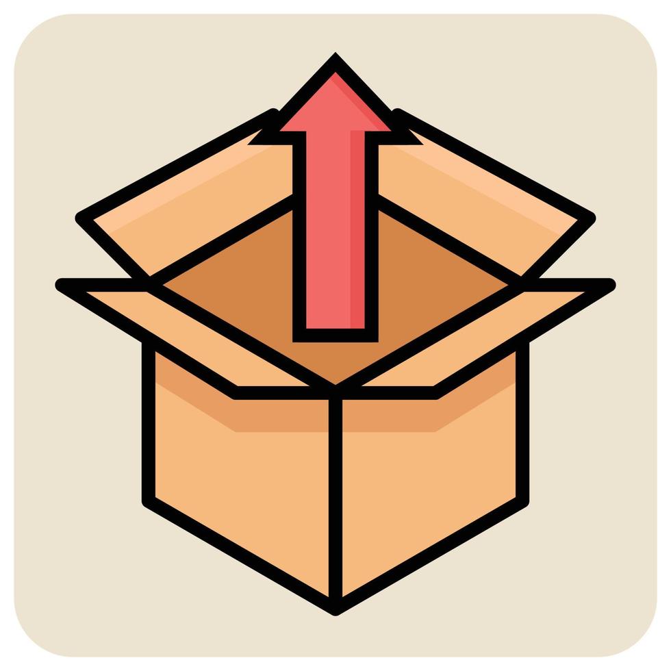 Filled color outline icon for Products out. vector