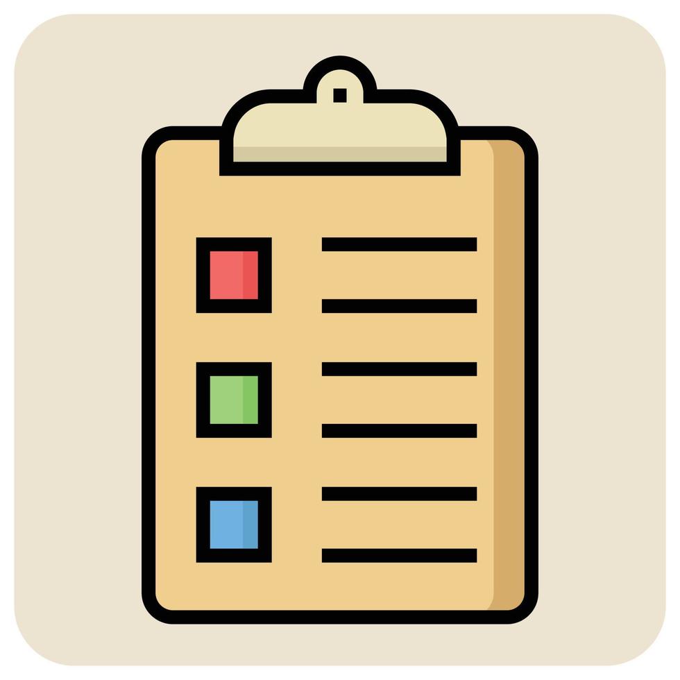 Filled color outline icon for Report list. vector