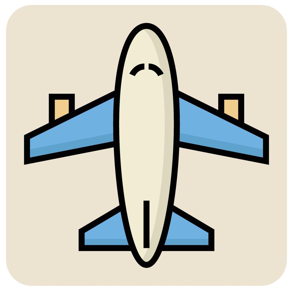 Filled color outline icon for Airplane. vector