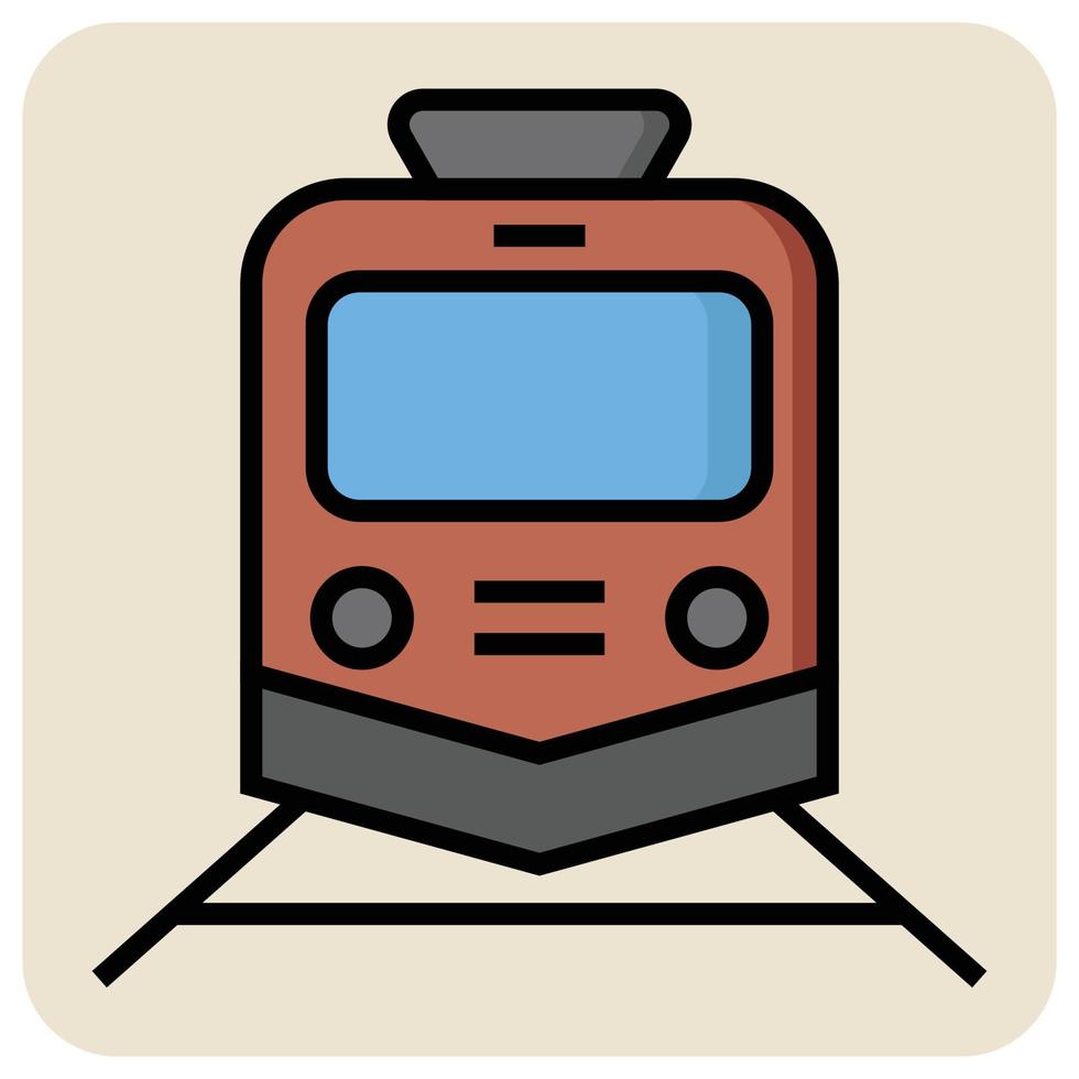 lleno color contorno icono para tren. vector