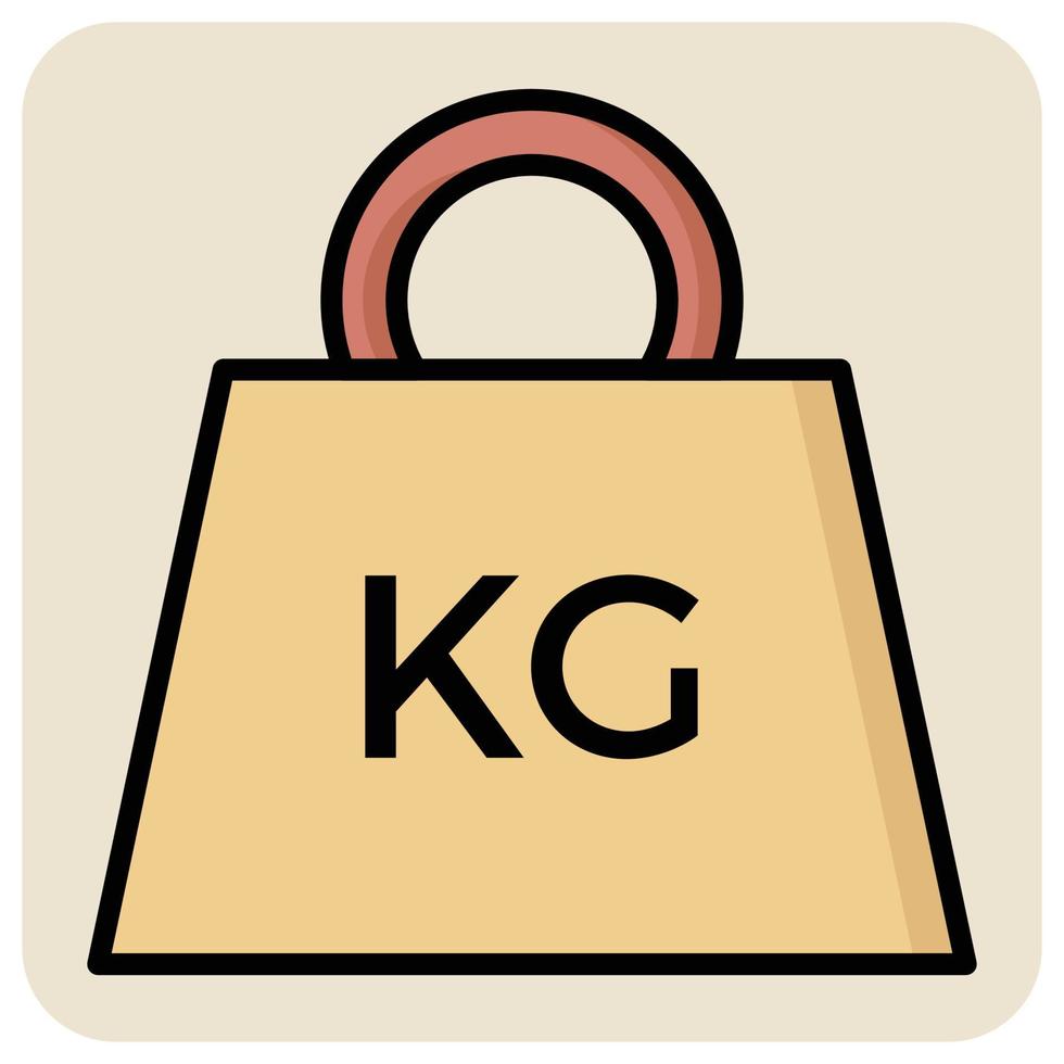 Filled color outline icon for Kilogram weight. vector