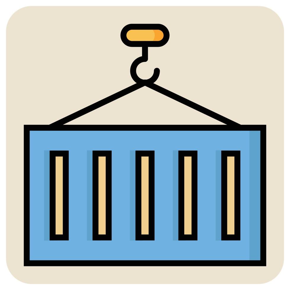 Filled color outline icon for Container shipping. vector
