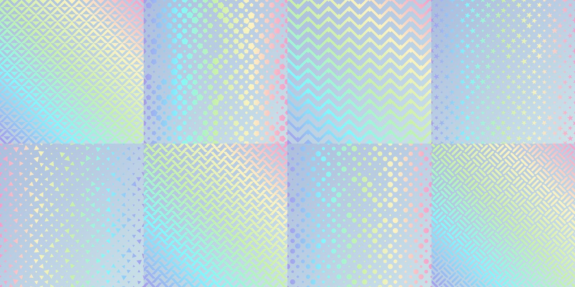 Hologram texture patterns, glitter foil gradient vector