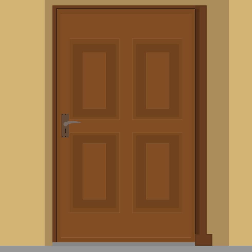 Brown door vector illustration. Vector doors that are closed from the outside.