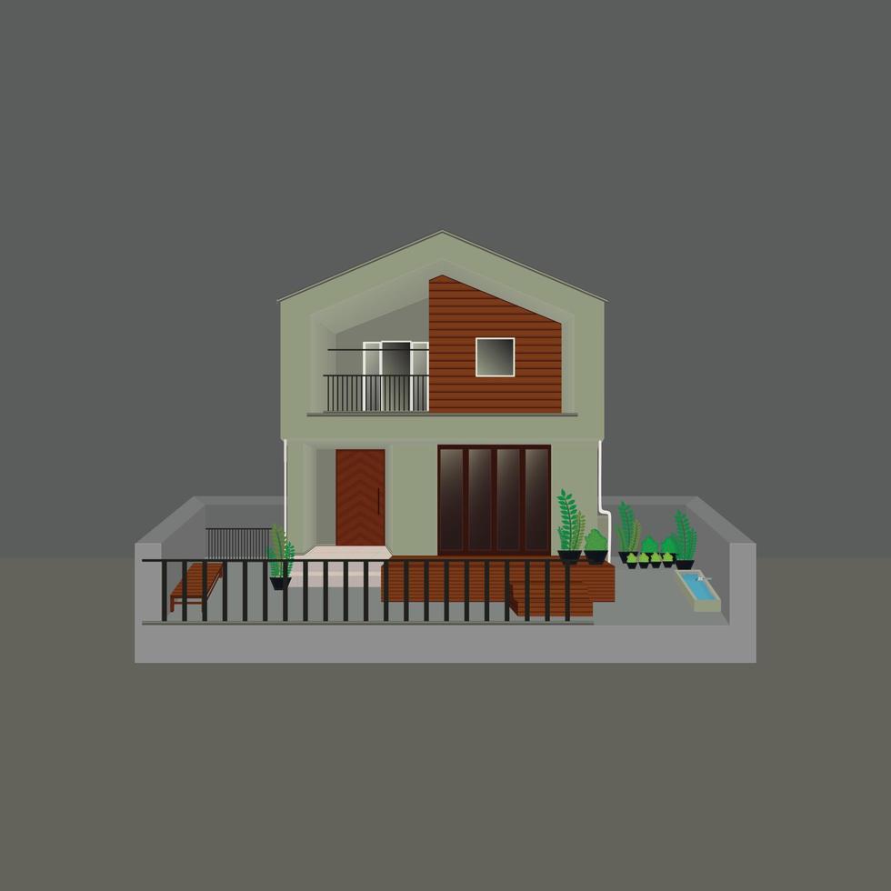 Simple minimalist home design but looks luxurious Illustration of a minimalist modern house vector