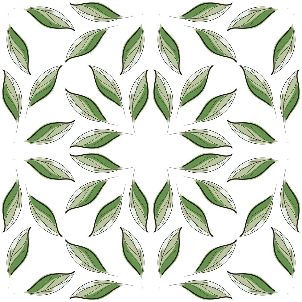 Modern seamless floral pattern, hand-drawn green leaves on a white background. An elegant template for fashionable prints. vector