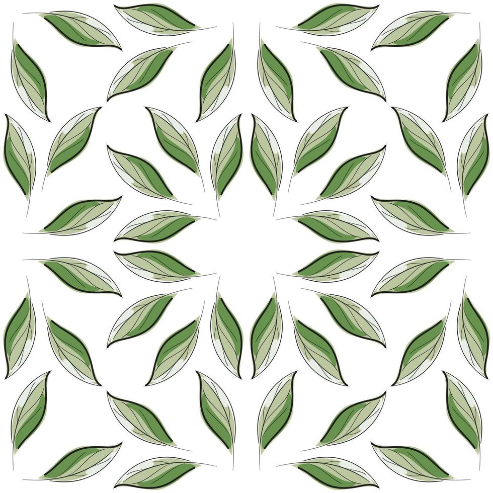 Modern seamless floral pattern, hand-drawn green leaves on a white background. An elegant template for fashionable prints. vector