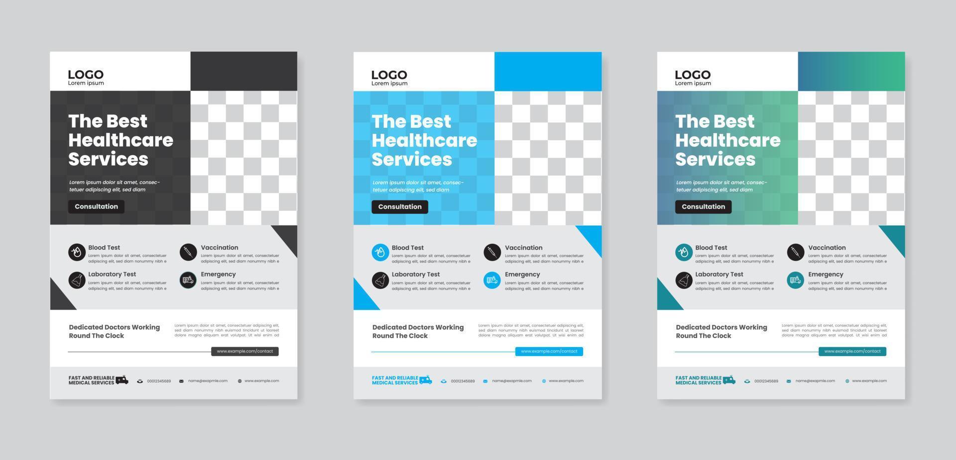Creative medical flyer design template vector