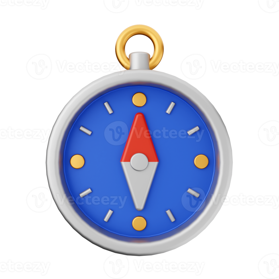 3d compass icon render illustration png