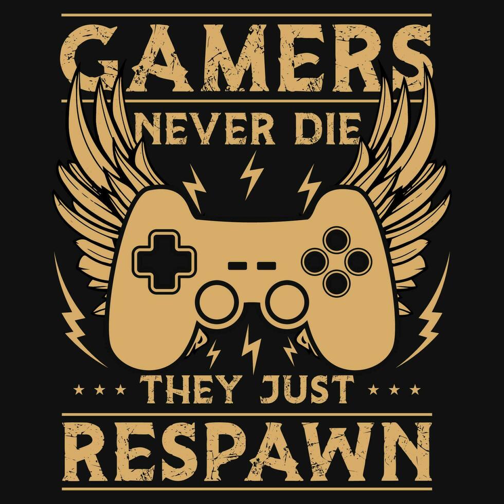 Gaming typographic graphic vintages tshirt design vector