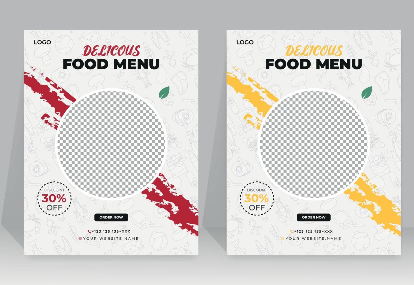 Fast Food Flyer Design Template cooking, cafe and restaurant menu, food ordering, junk food. Vector illustration for banner, poster, flyer, cover, menu, brochure