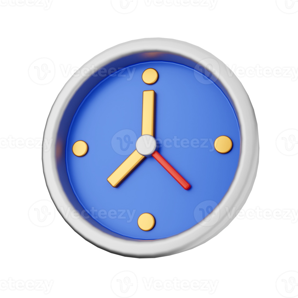 3d clock timer alarm icon render illustration png