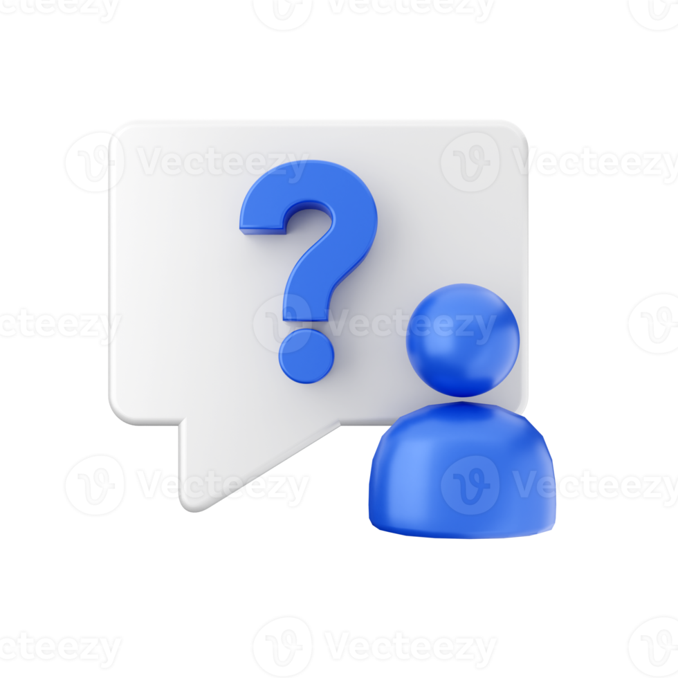 3d frequently asked questions icon illustration render png